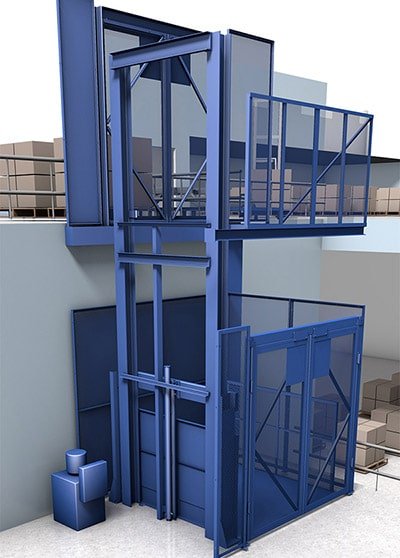 Vertical reciprocating conveyor lift for multi-level material transfer